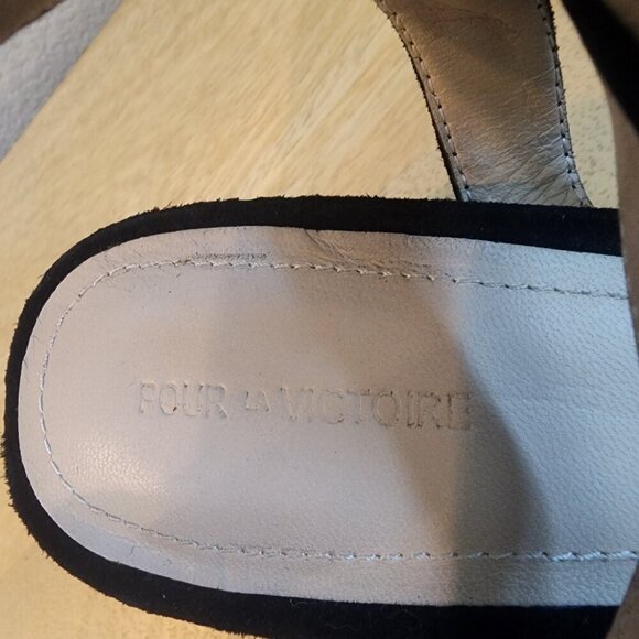 Pour la Victoire Black Leather Strappy Cork Heels Womens 8.5 - Picture 9 of 12